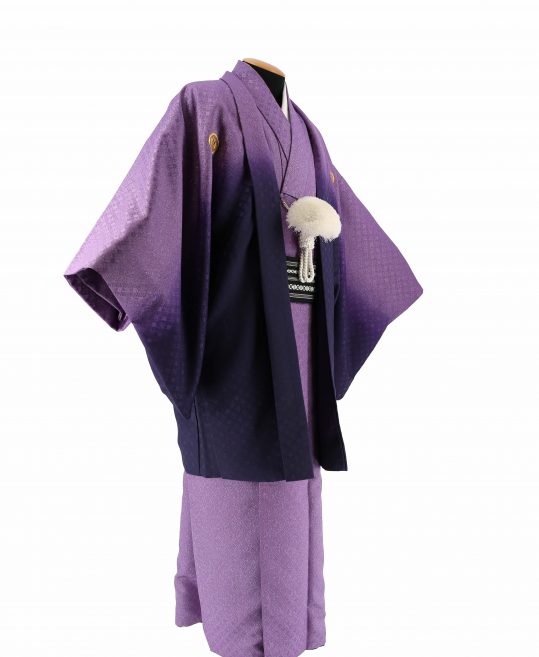 紋付袴レンタル・成人式・結婚式・卒業式|紫グラデーションに七宝ラメ[身長170cm対応]No.289